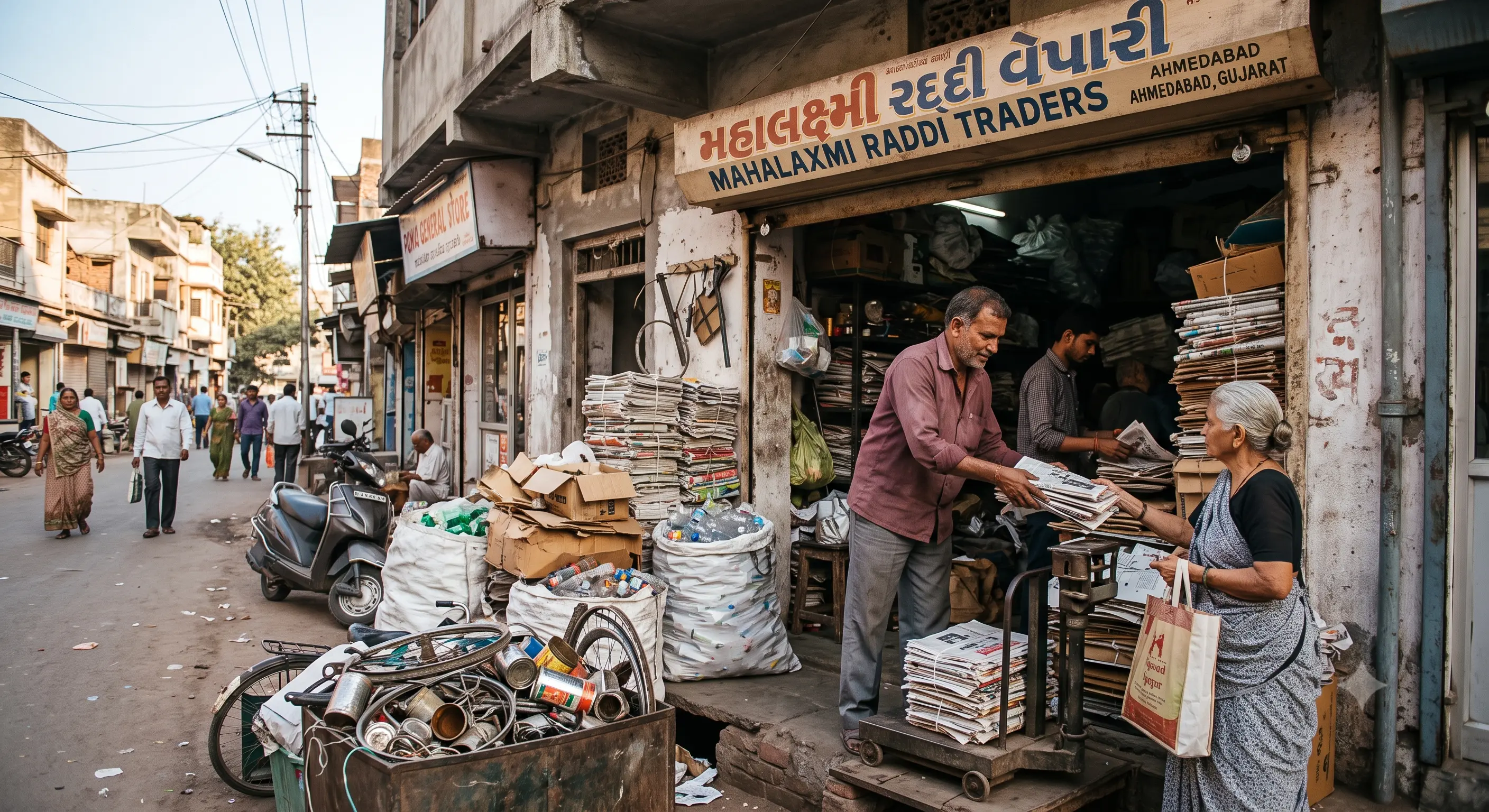 Bundles of old newspaper and paper raddi ready for a raddiwala pickup